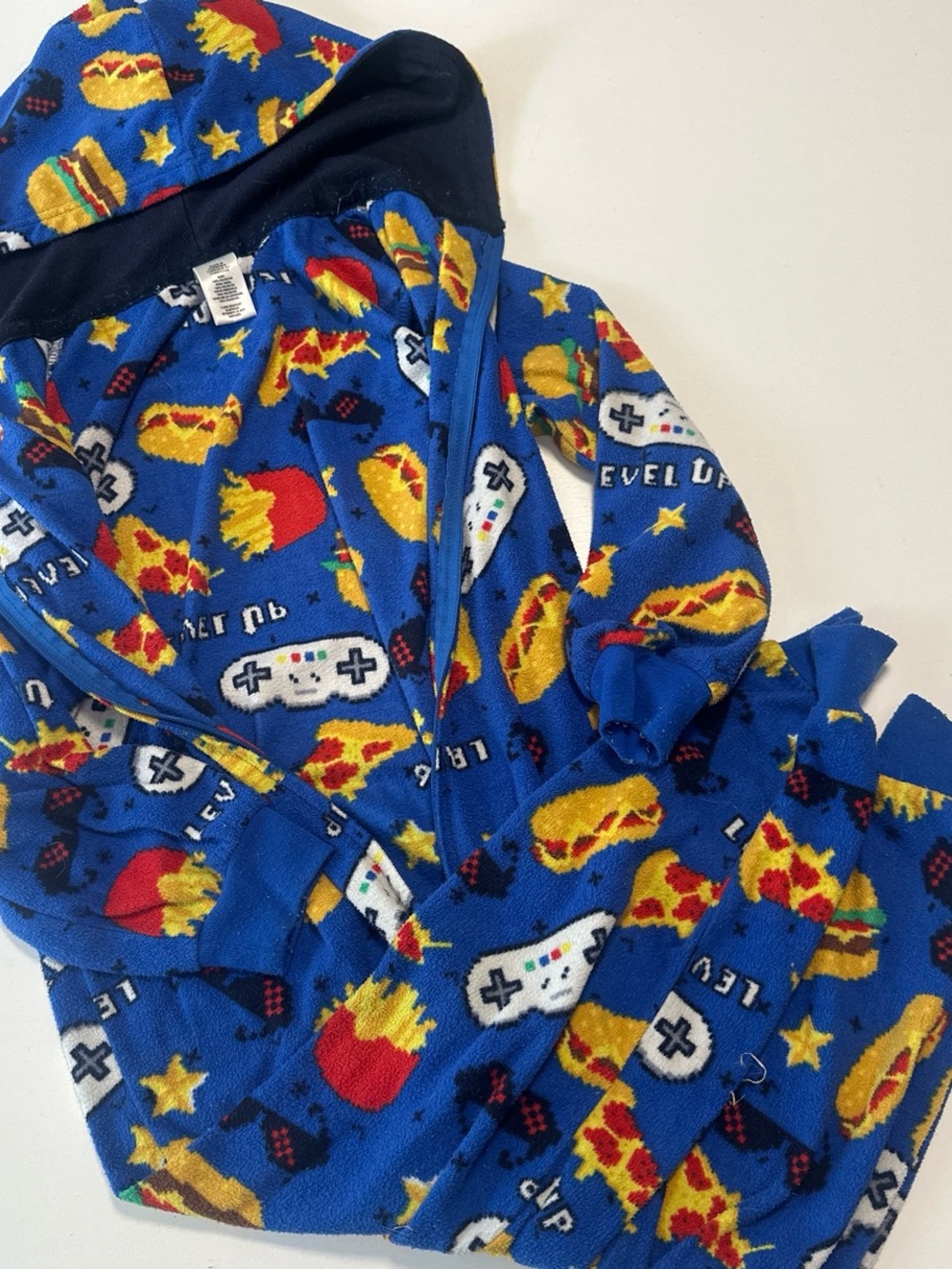 The Children's Place Blue Gaming & Snacks Hooded One-Piece Bodysuit